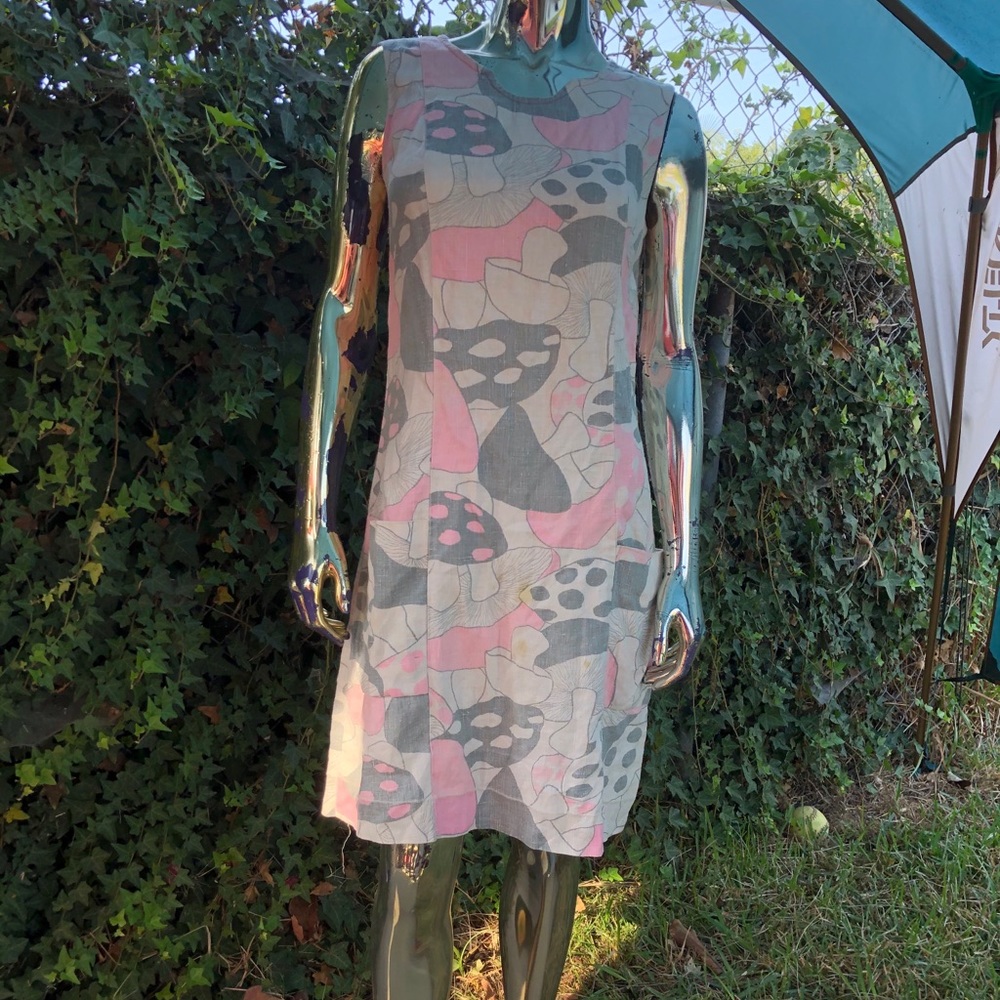 Vintage linen mushroom shift dress